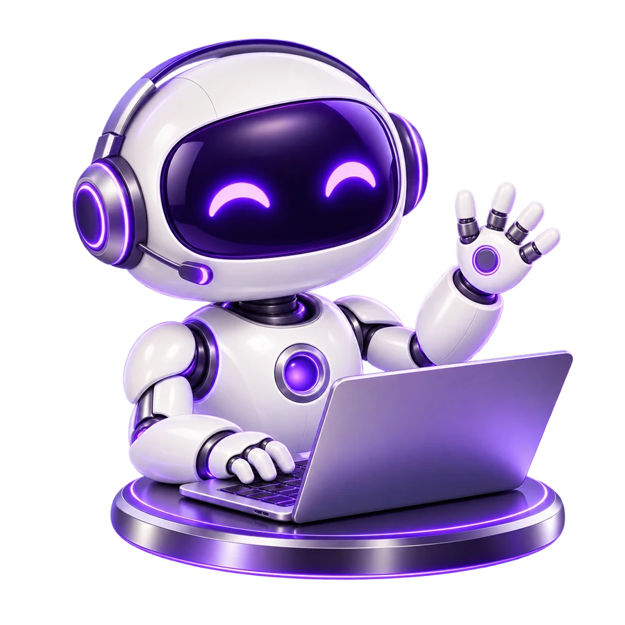 Assistente de IA ao lado de um notebook